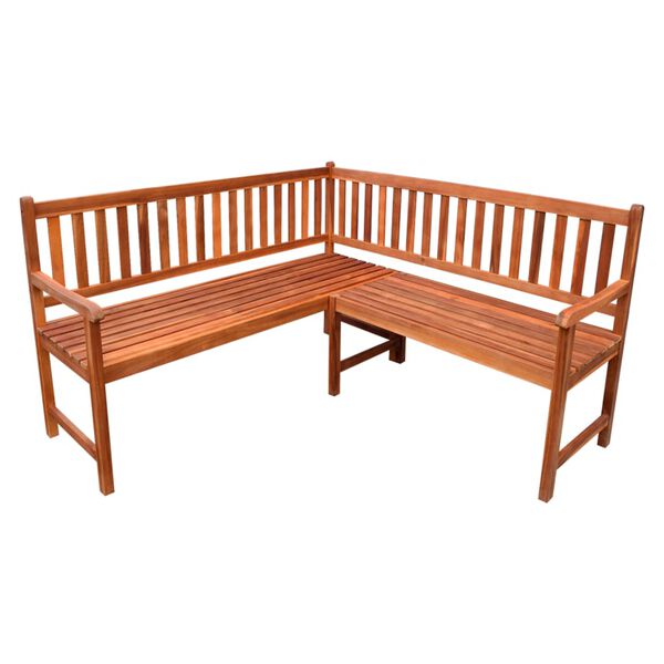 vidaXL Banco de canto para jardim com almofad&otilde;es 150 cm ac&aacute;cia maci&ccedil;a