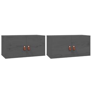 vidaXL Arm&aacute;rios de parede 2 pcs 60x30x30 cm pinho maci&ccedil;o cinzento