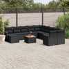 vidaXL 12 pcs conjunto de sof&aacute;s de jardim c/ almofad&otilde;es vime PE preto