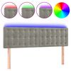 vidaXL Cabeceira de cama c/luzes LED veludo 144x5x78/88 cm cinza-claro