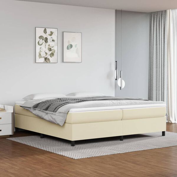 vidaXL Cama com molas/colch&atilde;o 200x200 cm couro artificial cor creme