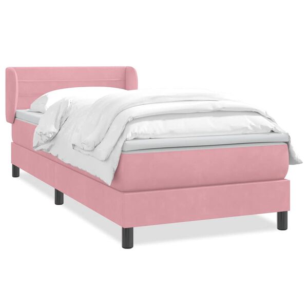 vidaXL Cama com molas/colch&atilde;o 80x220 cm veludo rosa