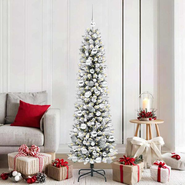 vidaXL &Aacute;rvore de Natal Artificial Branco 180 cm PVC, Metal e Pl&aacute;stico