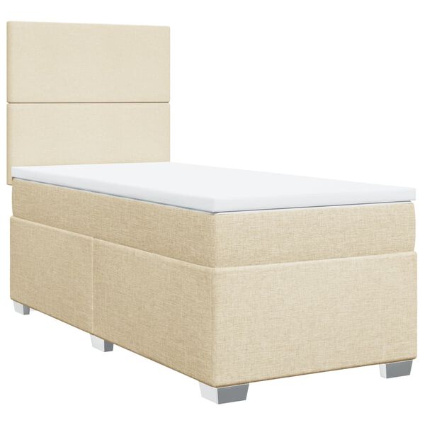 vidaXL Cama com molas/colch&atilde;o 100x200 cm tecido cor creme