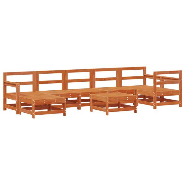 vidaXL Conjunto de Lounge de Jardim 8 pcs Castanho Cera