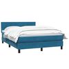 vidaXL Cama com molas/colch&atilde;o 160x220 cm veludo azul-escuro