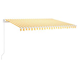 vidaXL Toldo retr&aacute;til manual com LED 450x350 cm amarelo e branco