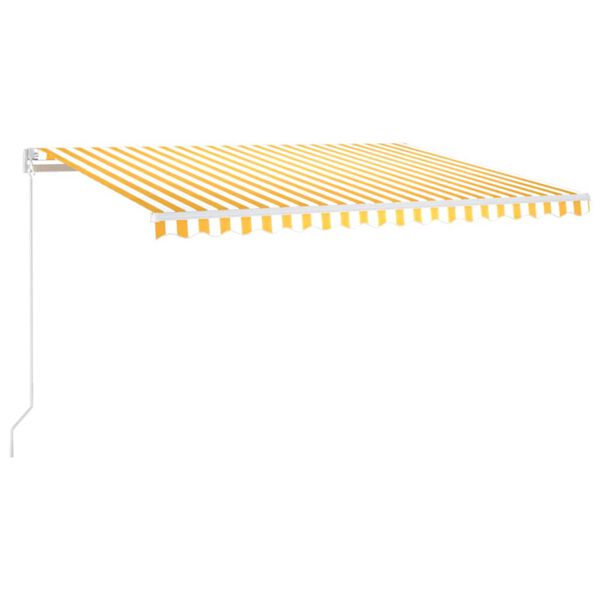 vidaXL Toldo retr&aacute;til manual com LED 450x350 cm amarelo e branco