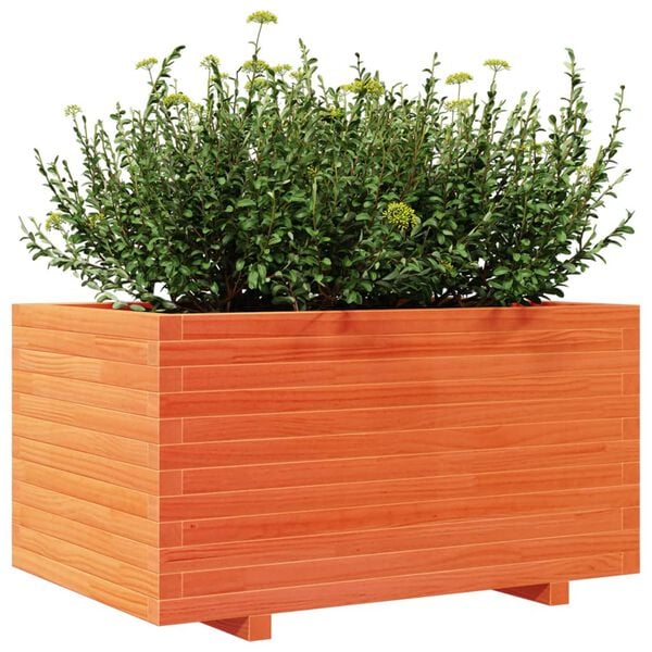 vidaXL Vaso/floreira de jardim 90x60x49,5 cm pinho maci&ccedil;o castanho mel