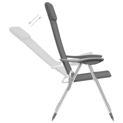 vidaXL Cadeiras de campismo dobráveis 2 pcs alumínio cinzento
