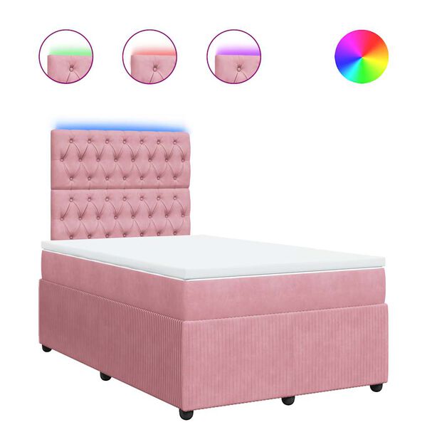 vidaXL Cama boxspring com colch&atilde;o 120x190 cm veludo rosa