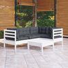 vidaXL 5 pcs conjunto lounge de jardim c/ almofad&otilde;es pinho branco