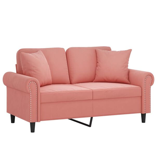vidaXL Sof&aacute; 2 lugares c/ almofadas/almofad&otilde;es 120 cm veludo rosa