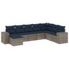 vidaXL Conjunto de sof&aacute; de jardim com 8 pe&ccedil;as e almofadas em rattan sint&eacute;tico cinza