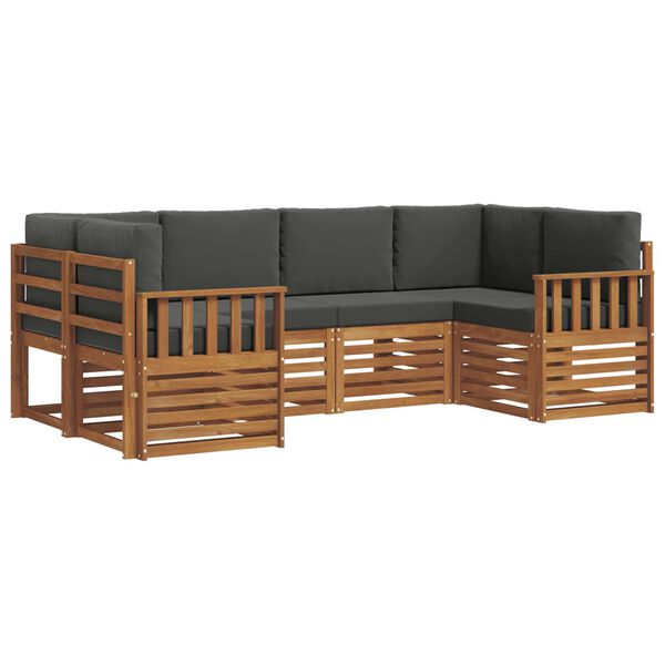 vidaXL Conjunto de Sof&aacute; Sectional 6 pcs Natural e Antracite