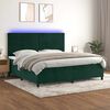 vidaXL Cama box spring c/ colch&atilde;o/LED 200x200 cm veludo verde-escuro