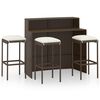 vidaXL 4 pcs conjunto de bar para jardim com almofad&otilde;es castanho