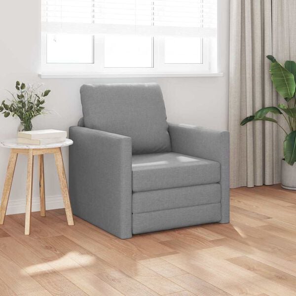vidaXL Sof&aacute;-cama sem p&eacute;s 112x174x55 cm tecido cinzento-claro