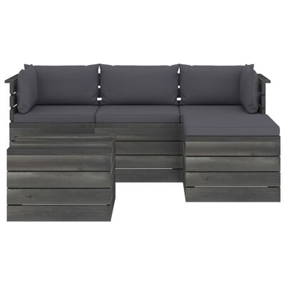 vidaXL 5 pcs conjunto lounge de paletes + almofadões madeira de pinho