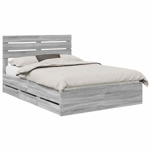 vidaXL Estrutura da Cama com gaveta Cinza Sonoma 140 x 190 cm