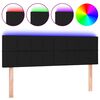 vidaXL Cabeceira de cama c/ luzes LED tecido 144x5x78/88 cm preto