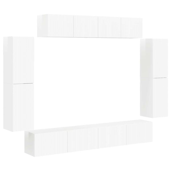 vidaXL Gabinete para TV 8 pcs Branco Brilhante