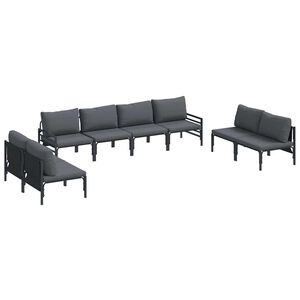 vidaXL Conjunto de Sof&aacute; de Jardim 8 unid. Preto A&ccedil;o