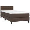 vidaXL Cama box spring c/ colch&atilde;o/LED 100x200 cm couro artif. castanho
