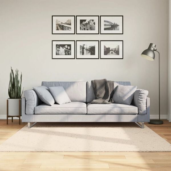 vidaXL Tapete pelo curto macio e lav&aacute;vel HUARTE 160x160 cm bege