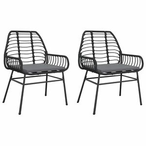 vidaXL Cadeiras de jardim com almofad&otilde;es 2 pcs vime PE preto