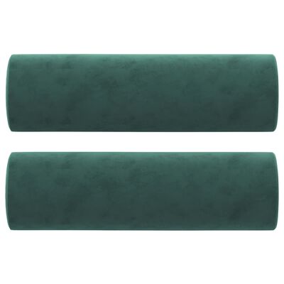 vidaXL Sofá 3 lug. c/ almofadas decorativas 180 cm veludo verde-escuro
