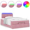 vidaXL Cama otomana com colch&atilde;o & LEDs 120x190cm veludo rosa