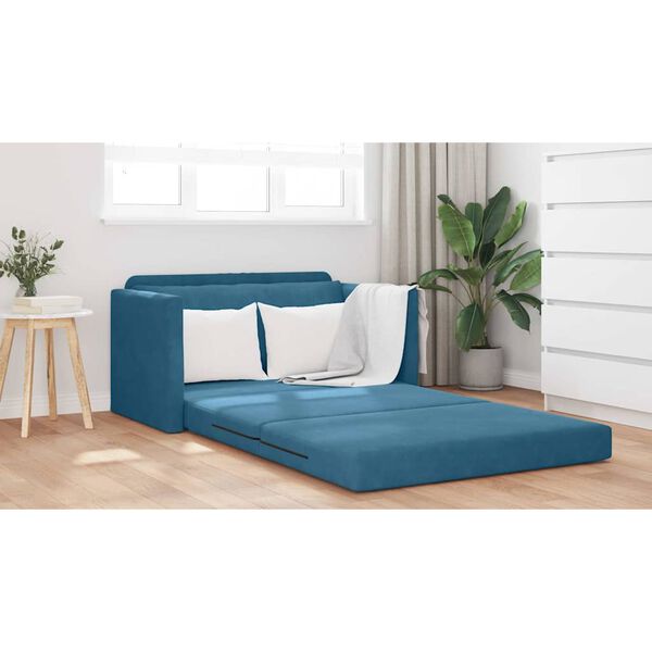 vidaXL Sof&aacute;-Cama 110cm Azul Veludo