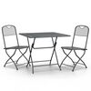 vidaXL 3 pcs conj. de jantar p/ jardim malha metal expandido antracite