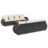 vidaXL 9 pcs conjunto de sof&aacute;s p/ jardim c/ almofad&otilde;es vime PE preto