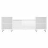 vidaXL Móvel de TV 160x35x55 cm derivados de madeira branco brilhante