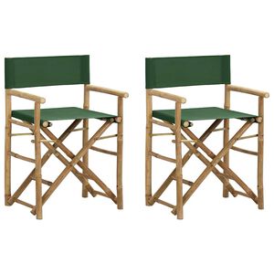 vidaXL Cadeiras de realizador dobr&aacute;veis 2 pcs bambu e tecido verde