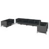 vidaXL 8 pcs conj. lounge jardim c/ almofad&otilde;es vime PE cinzento-escuro