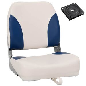 vidaXL Conjunto de 1 assento de barco dobr&aacute;vel com almofada azul/branco