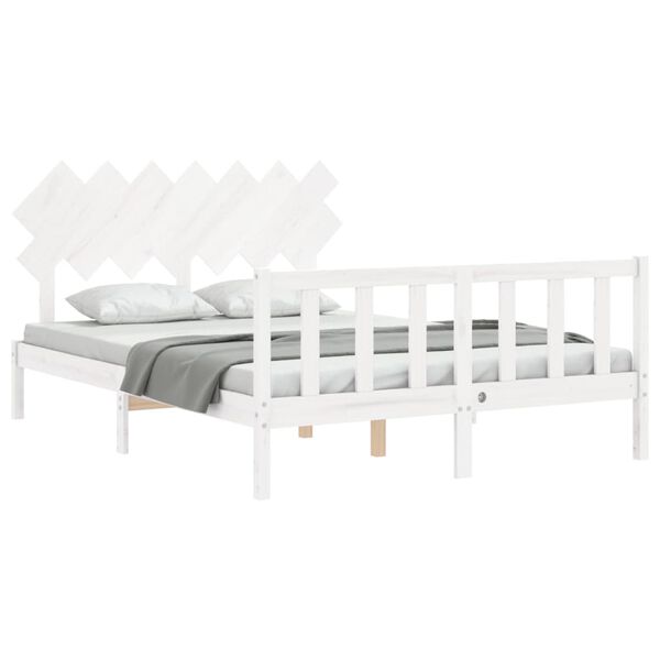 vidaXL Cama sem colch&atilde;o 140x200 cm madeira de pinho maci&ccedil;a branco
