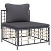 vidaXL 4 pcs conjunto lounge de jardim c/ almofad&otilde;es vime PE antracite