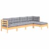 vidaXL 5 pcs conjunto lounge de jardim c/ almofad&otilde;es cinza pinho