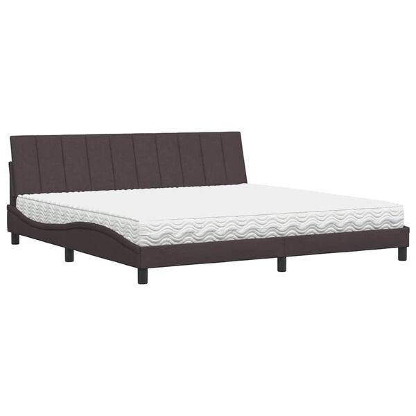 vidaXL Cama com colch&atilde;o Hanko 200x200 cm tecido castanho-escuro