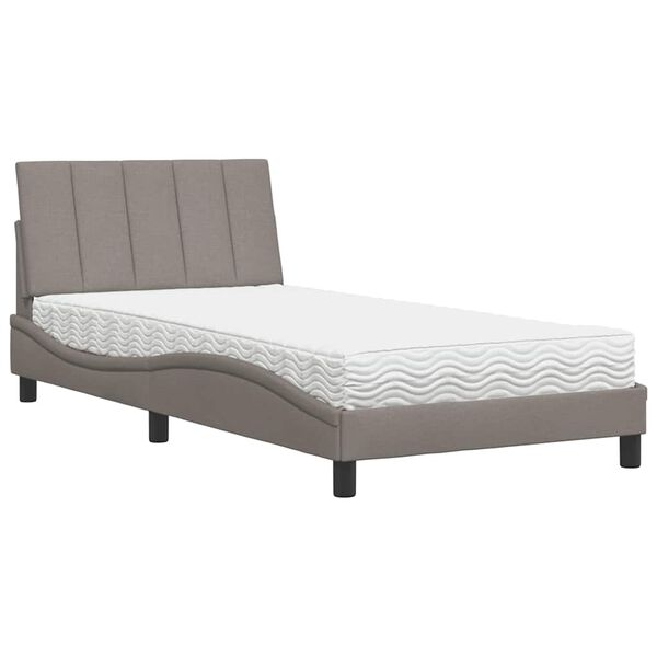 vidaXL Cama com colch&atilde;o Hanko 100x200 cm tecido cinzento-acastanhado