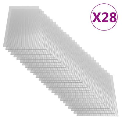 vidaXL Placas de policarbonato 28 pcs 4 mm 121x60 cm