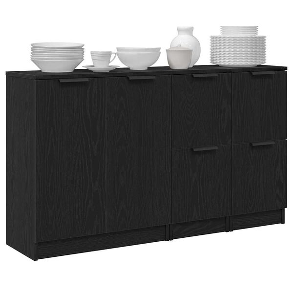 vidaXL Buffet 3 pcs Carvalho Preto Madeira processada