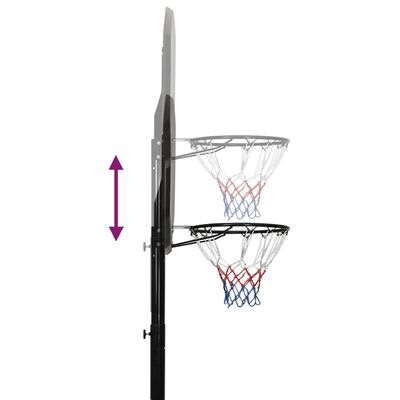 vidaXL Tabela de basquetebol 258-363 cm polietileno preto