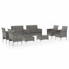vidaXL 8 pcs conjunto lounge de jardim c/ almofad&otilde;es vime PE cinzento