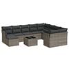 vidaXL 11 pcs conjunto sof&aacute;s de jardim c/ almofad&otilde;es vime PE cinzento