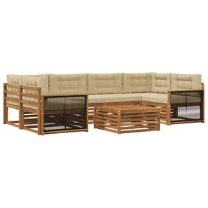 vidaXL Conjunto de Sof&aacute;s para Exterior 7 unid. Natural e Bege